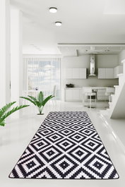 Conceptum Alfombra de pasillo Black White Djt, 80 x 200 cm